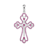 Sterling Silver Trefoil Cross Pendant with Pink Cubic Zirconia (49 x 27 mm)