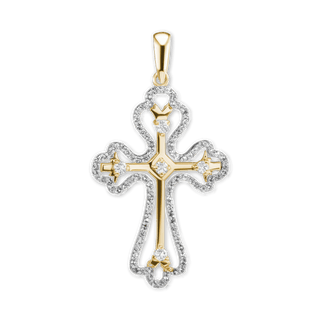 Sterling Silver Trefoil Cross Pendant with Cubic Zirconia (49 x 27 mm)