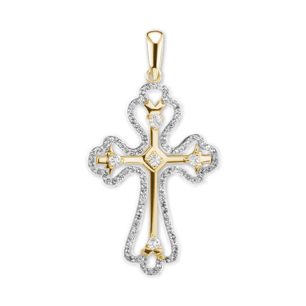 Sterling Silver Trefoil Cross Pendant with Cubic Zirconia (49 x 27 mm)