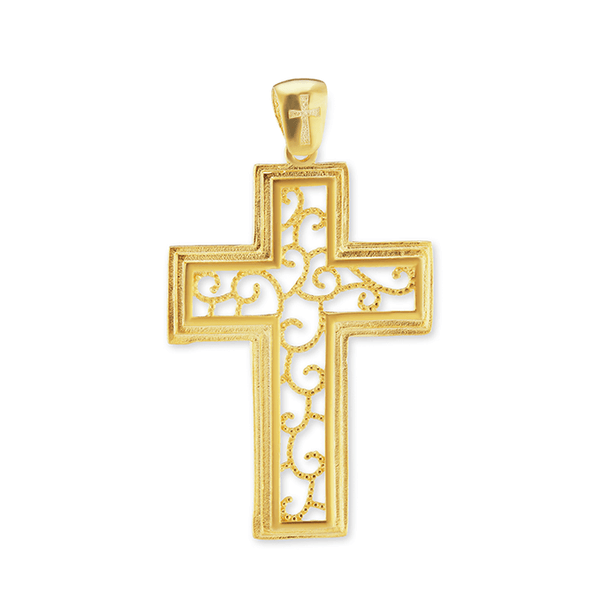 Sterling Silver Scroll Cross Pendant (37 x 20 mm - 47 x 26 mm)