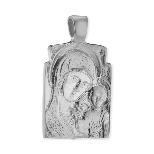 Sterling Silver Two-Tone Madonna and Child Pendant and Medallions (37 x 22 mm)