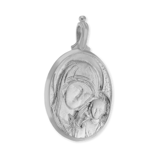 Sterling Silver Two-Tone Madonna and Child Pendant and Medallions (42 x 25 mm)