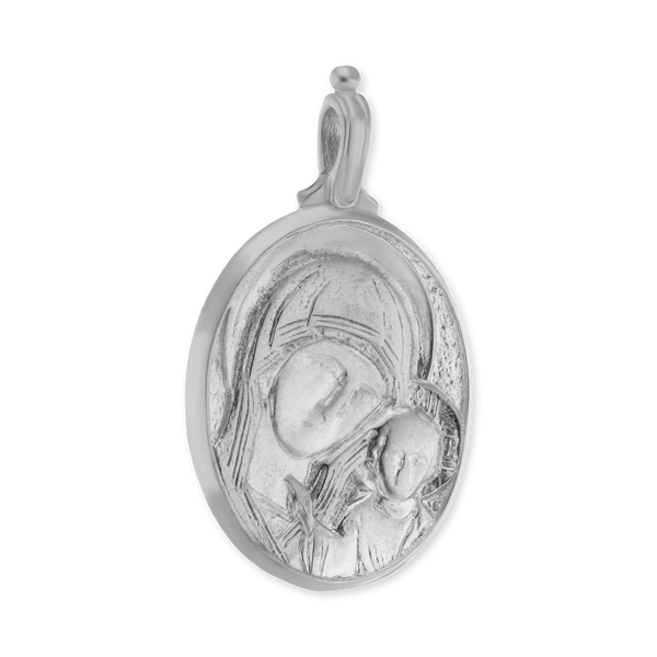 Sterling Silver Two-Tone Madonna and Child Pendant and Medallions (42 x 25 mm)