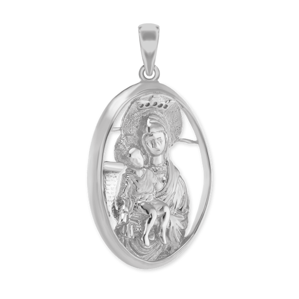Sterling Silver Two-Tone Madonna and Child Pendant and Medallions (48 x 29 mm)