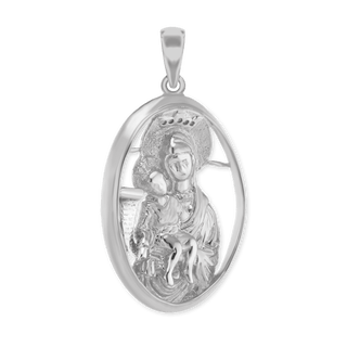 Sterling Silver Two-Tone Madonna and Child Pendant and Medallions (48 x 29 mm)