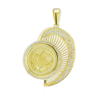 Sterling Silver Turkish Coin Pendant (42 x 30 mm)