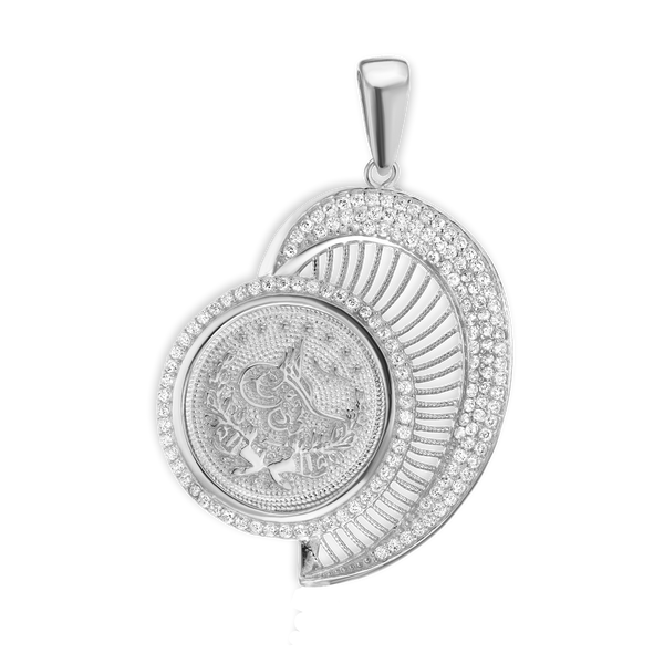 Sterling Silver Turkish Coin Pendant (42 x 30 mm)