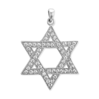 Sterling Silver Star of David Pendant with Cubic Zirconia (30 x 20 mm - 38 x 25 mm)