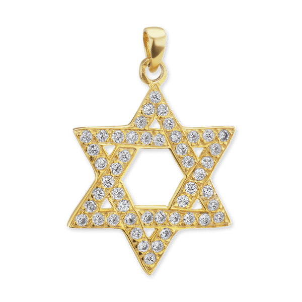 Sterling Silver Star of David Pendant with Cubic Zirconia (30 x 20 mm - 38 x 25 mm)