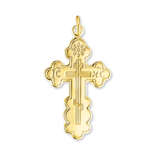 Sterling Silver Orthodox Cross and Crucifix Pendant (31 x 17 mm)