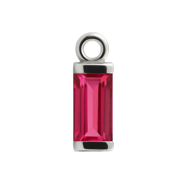 Diamond or Gemstone Baguette Bezel Drop Charm in 14K White Gold