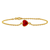 Diamond or Gemstone Heart Bezel Charm in 14K Yellow Round Cable Bracelet