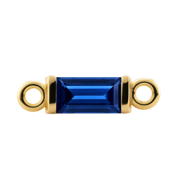 Diamond or Gemstone Baguette Bezel Bracelet/Necklace Charm in 14K Yellow Gold