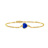 Diamond or Gemstone Heart Bezel Charm in 14K Yellow Diamond Cut Cable Bracelet