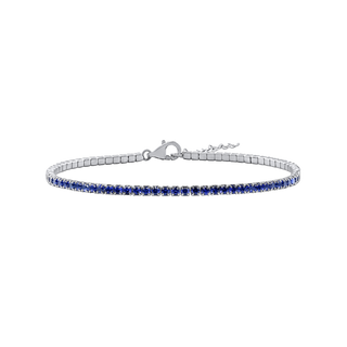 Tennis Bracelet with Sapphire Colored CZ in Sterling Silver (2 mm - 4 mm)