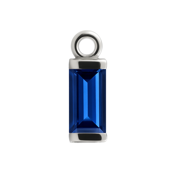 Diamond or Gemstone Baguette Bezel Drop Charm in 14K White Gold