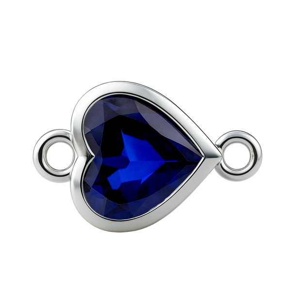 Diamond or Gemstone Heart Bezel Bracelet/Necklace Charm in 14K White Gold