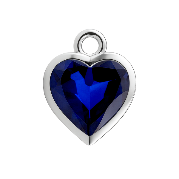 Diamond or Gemstone Heart Bezel Drop Charm in 14K White Gold