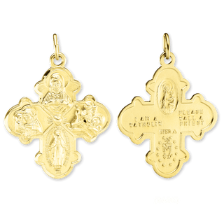 Sterling Silver Double-Sided Four-Way Cross Pendant (36 x 27 mm)