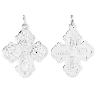 Sterling Silver Double-Sided Four-Way Cross Pendant (36 x 27 mm)