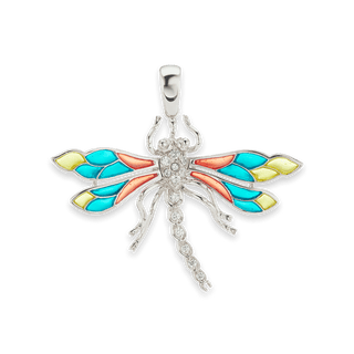 Dragonfly Charm in Sterling Silver with CZ's (41 x 45mm)