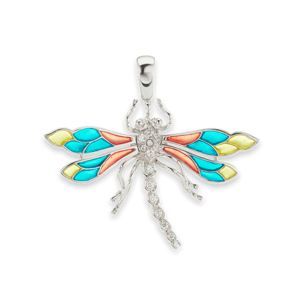 Dragonfly Charm in Sterling Silver with CZ's (41 x 45mm)