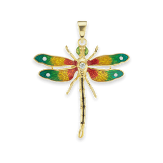 Dragonfly Charm in Sterling Silver with CZ (40 x 34mm)