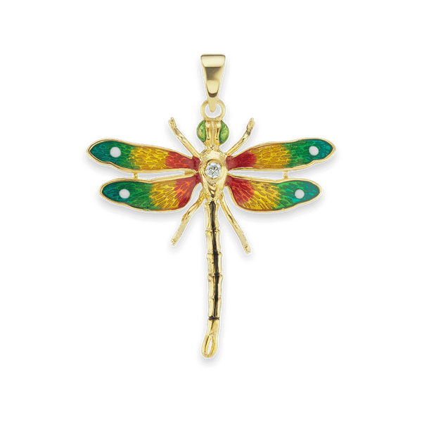 Dragonfly Charm in Sterling Silver with CZ (40 x 34mm)