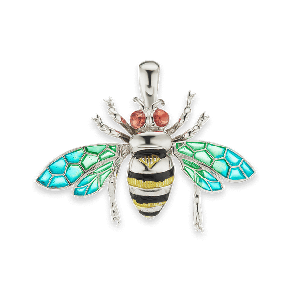 Fancy Bee Charm in Sterling Silver (30 x 41mm)