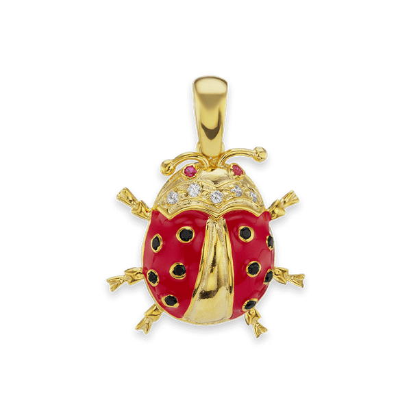 Fancy Ladybug Charm with CZ's (26 x 21mm)