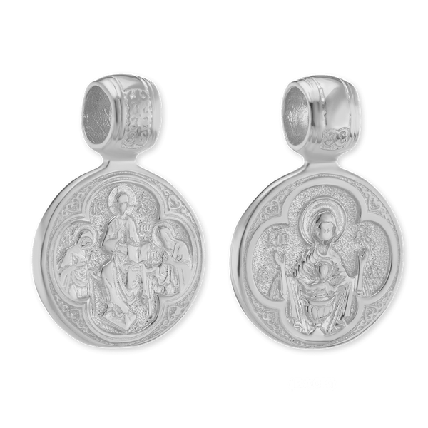 Sterling Silver Resurrection Byzantine Double-Sided Pendant (26 x 17 mm)