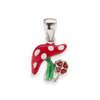 Mushroom with Flower Charm in Sterling Silver (18 x 11mm)