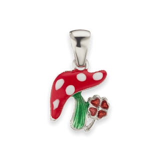 Mushroom with Flower Charm in Sterling Silver (18 x 11mm)