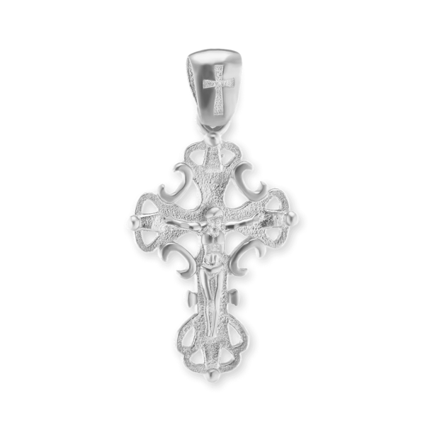 Sterling Silver Filigree Vine Crucifix Pendant (29 x 16 mm)