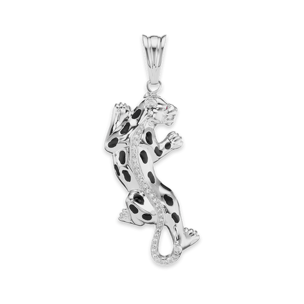 Panther Charm in Sterling Silver with CZ's (80 x 28mm)