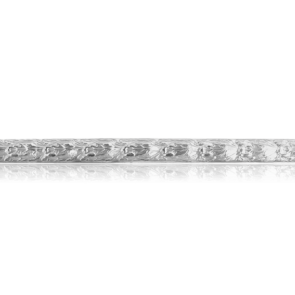 Sterling Silver Abstract Floral Pattern (17" Long) Domed Soft Wire WPDM11