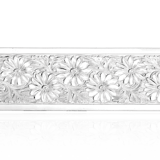 Sterling Silver Floral Pattern (17" Long) Soft Plate WPFL4