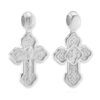Sterling Silver Byzantine Double-Sided Cross and Crucifix Pendant (33 x 19 mm)
