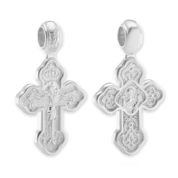 Sterling Silver Byzantine Double-Sided Cross and Crucifix Pendant (33 x 19 mm)