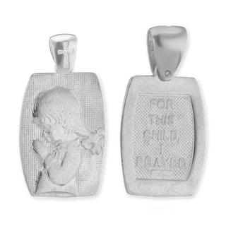 Sterling Silver Praying Child Double-Sided Pendant (24 x 13 mm)