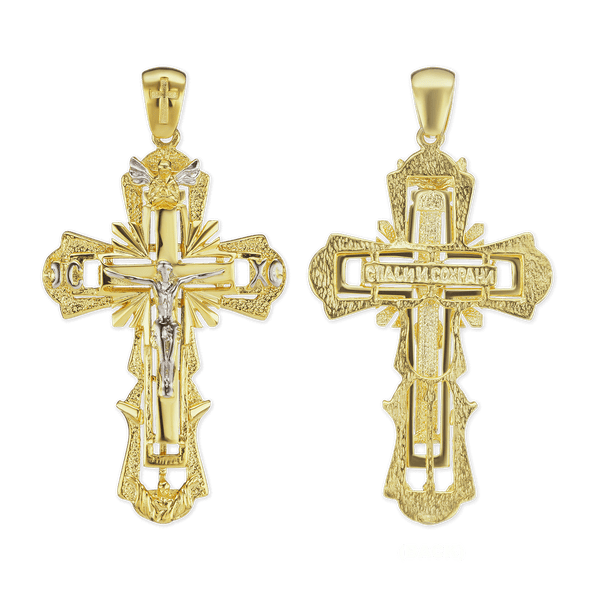 Sterling Silver Two-Tone Ornate Crucifix Pendant (61 x 32 mm)