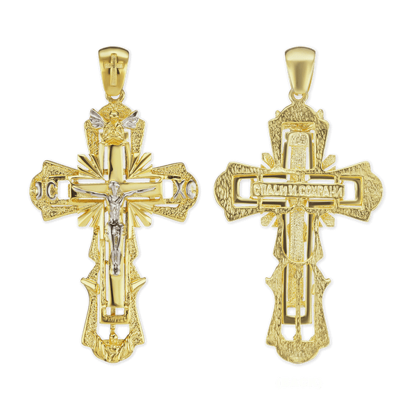 Sterling Silver Two-Tone Ornate Crucifix Pendant (61 x 32 mm)