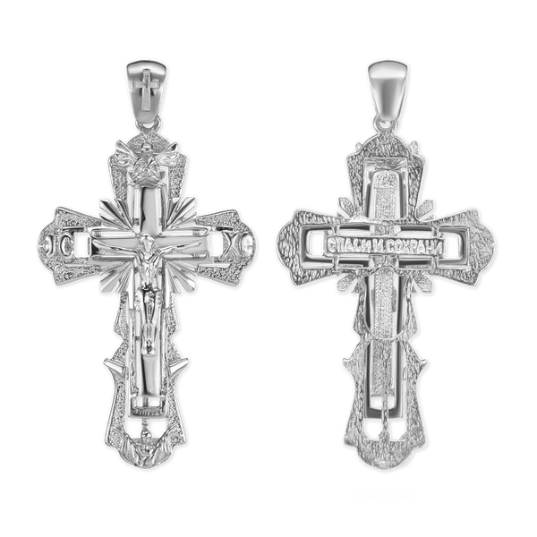 Sterling Silver Two-Tone Ornate Crucifix Pendant (61 x 32 mm)