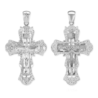 Sterling Silver Two-Tone Ornate Crucifix Pendant (50 x 28 mm)