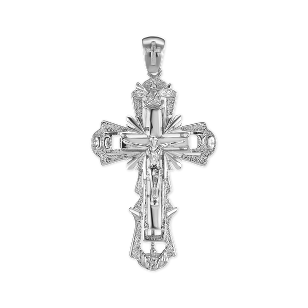 Sterling Silver Two-Tone Ornate Crucifix Pendant (61 x 32 mm)