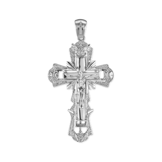 Sterling Silver Two-Tone Ornate Crucifix Pendant (61 x 32 mm)