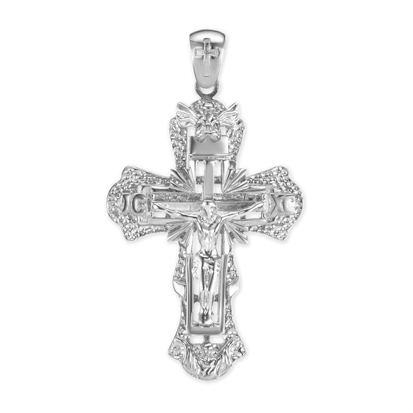 Sterling Silver Two-Tone Ornate Crucifix Pendant (50 x 28 mm)