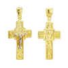 Sterling Silver Two-Tone Byzantine Double-Sided Cross and Crucifix Pendant (45 x 21 mm)