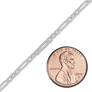 Bulk / Spooled Textured Figaro Cable Chain in Sterling Silver (2.40 mm)