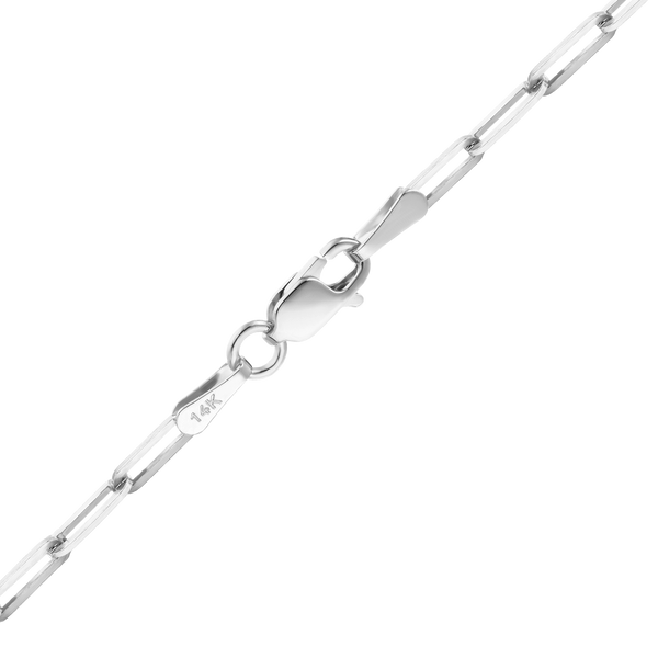 Finished Paperclip Cable Anklet in 14K White Gold (2.50 mm - 3.50 mm)